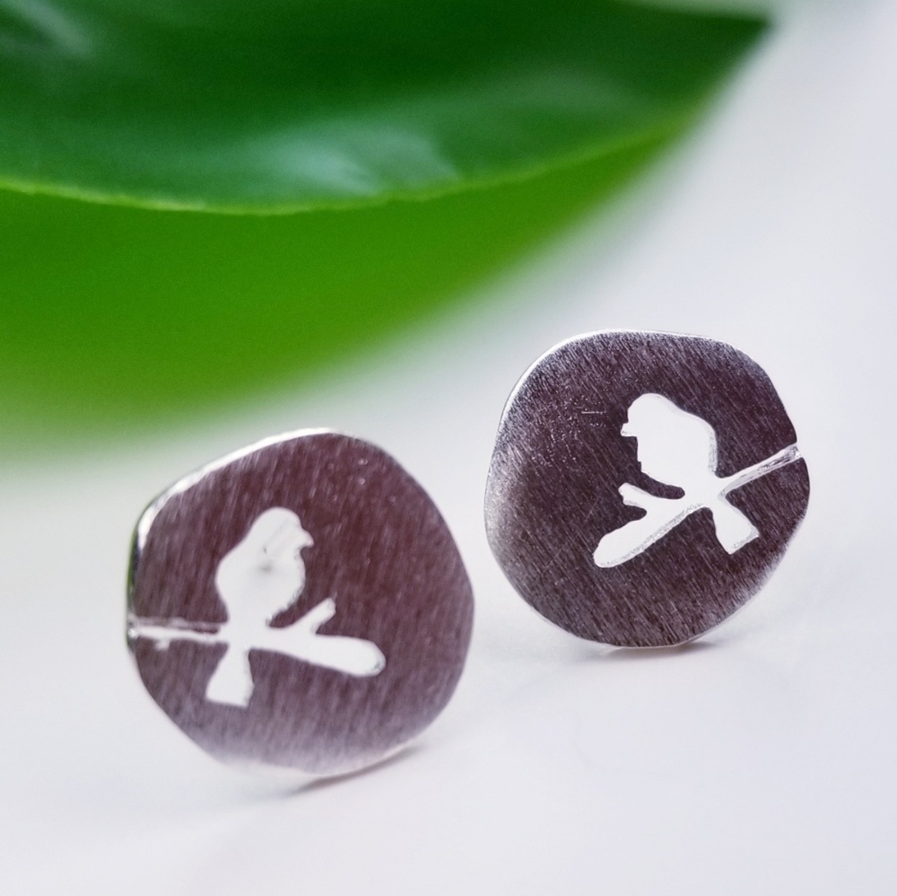 Bird‎ on a Perch Silver Studs